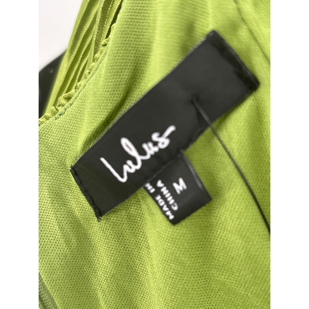 Lulus Gwenny Lime Green Plisse Halter Neck Maxi Dress Glam Evening Formal Size M - Picture 9 of 13